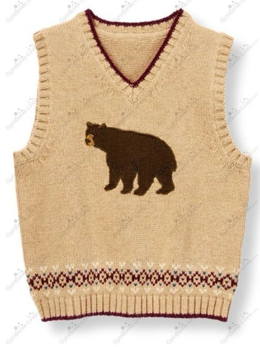 Janie and Jack Boys Blue Oxford Shirt with Tan Bear Sweater Vest Size 6 - Picture 2 of 15